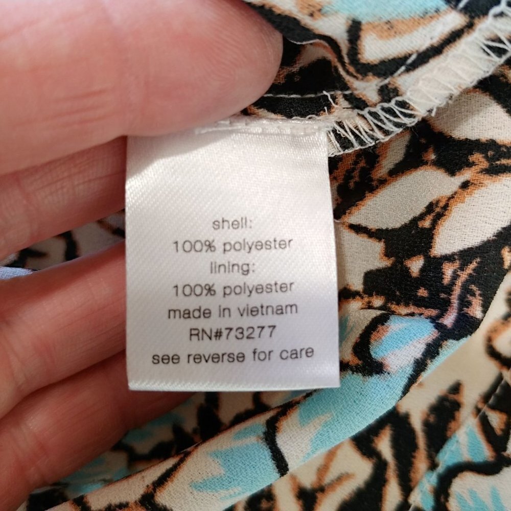 Elizabeth And James Floral Blouse Womens Large Blue Brown 3/4 Puff Sleeve - Picture 7 of 9